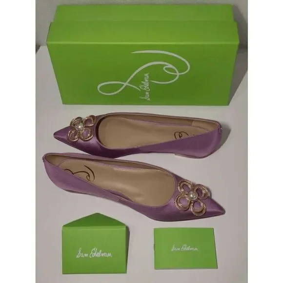 💜 SAM EDELMAN Wanda Tour Lilac Dress Flats MSRP $158 SIZES 6,5 and 9 NEW IN BOX - Picture 6 of 16